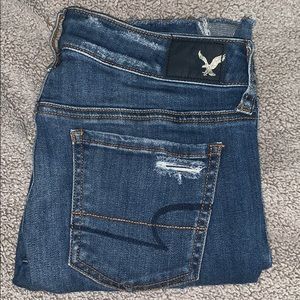American eagle skinny jeans with patched rips